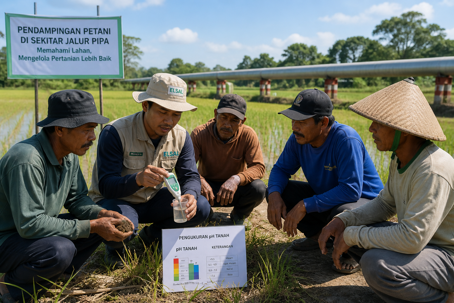 Petani Kepohagung Belajar Langsung Memahami Kondisi Lahan di Sawah Jalur Pipa